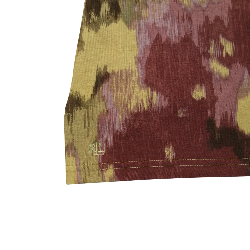 Lauren Ralph Lauren Womens Large Abstract Ikat Boat Neck Cuffed Short Sleeve Top - Picture 3 of 6